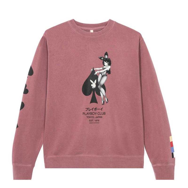 Black Men's Playboy Ace of Spades Crewnecks | PLBY-593056