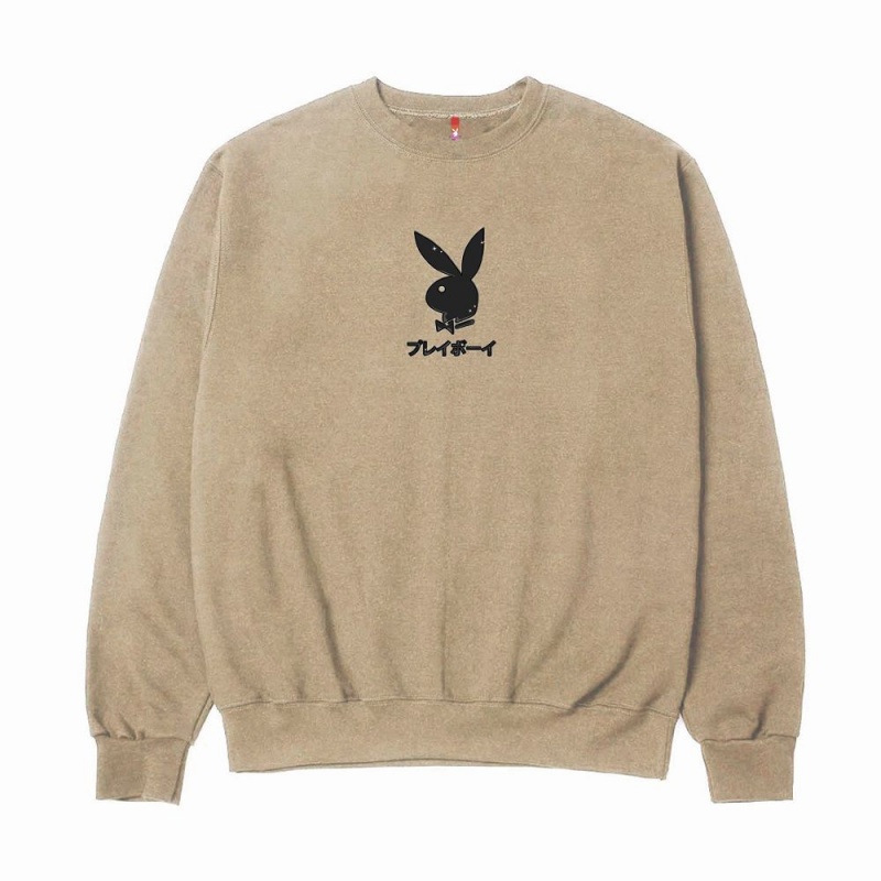 Black Men's Playboy Ace of Spades Crewnecks | PLBY-593056