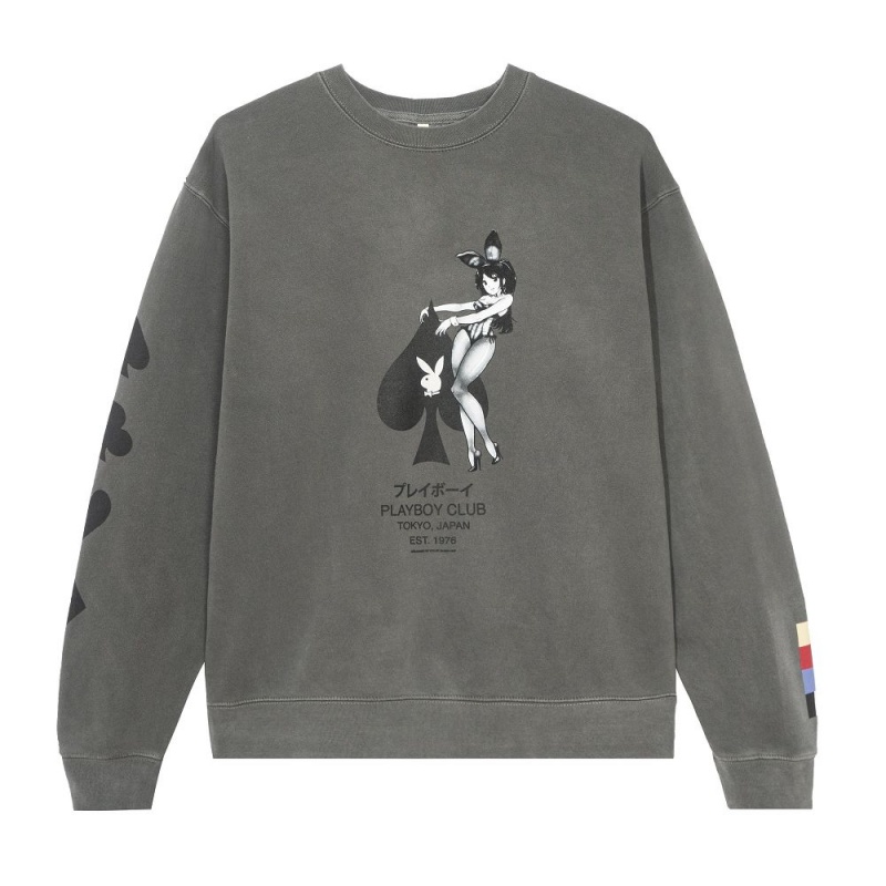 Black Men\'s Playboy Ace of Spades Crewnecks | PLBY-593056