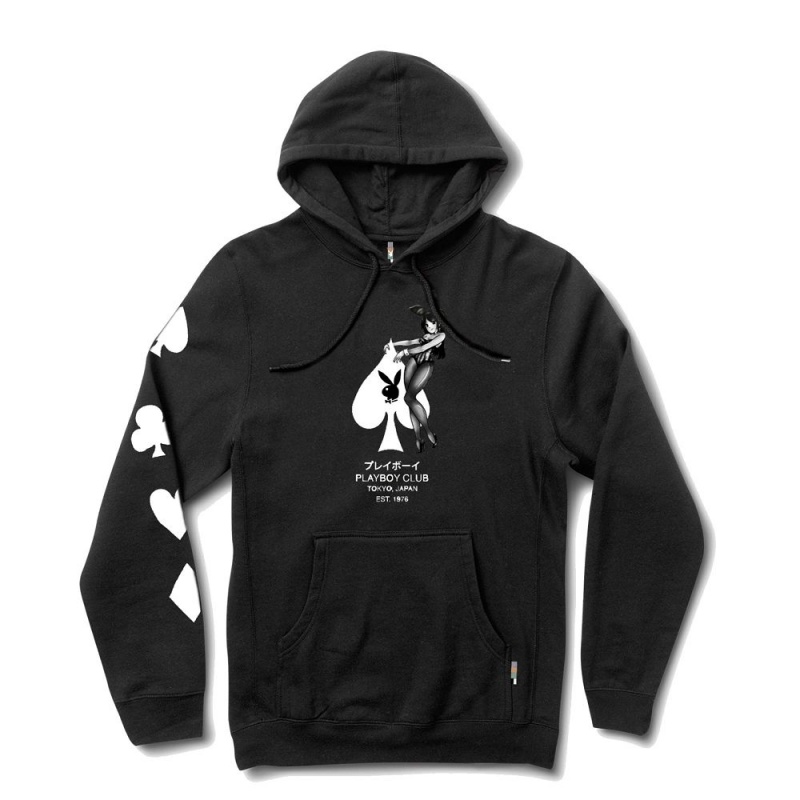 Black Men\'s Playboy Ace of Spades Hoodies | PLBY-593010