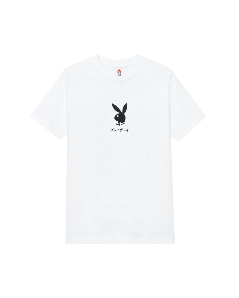Black Men's Playboy Ace of Spades T-shirts | PLBY-593108