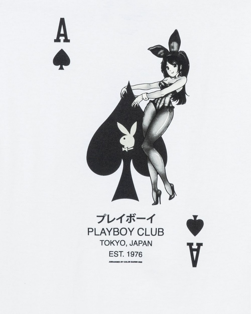 Black Men's Playboy Ace of Spades T-shirts | PLBY-593108