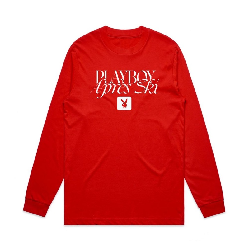 Black Men's Playboy Apres Ski Long Sleeve T-shirts | PLBY-593153