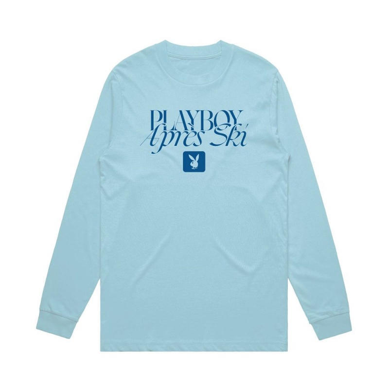 Black Men's Playboy Apres Ski Long Sleeve T-shirts | PLBY-593153