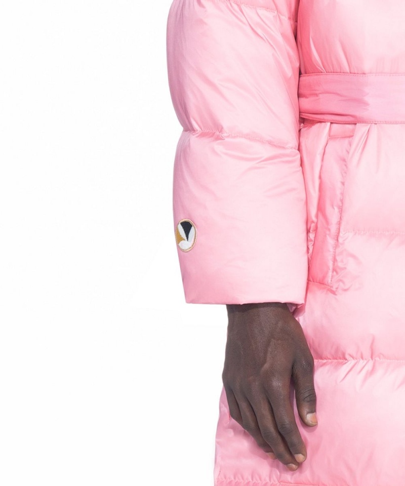 Black Men's Playboy Belted Long Puffer Jackets | PLBY-593065