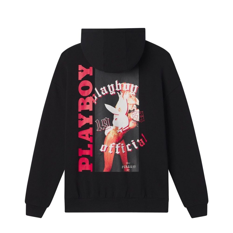 Black Men\'s Playboy Bunny Hoodies | PLBY-593083