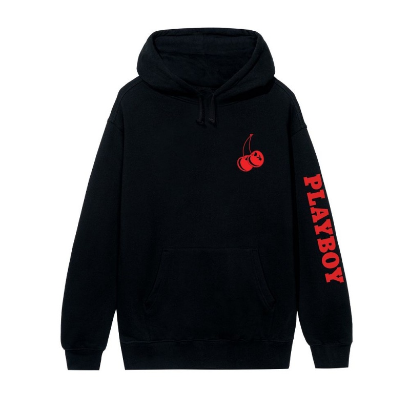 Black Men\'s Playboy Cherry Bomb Hoodies | PLBY-593024