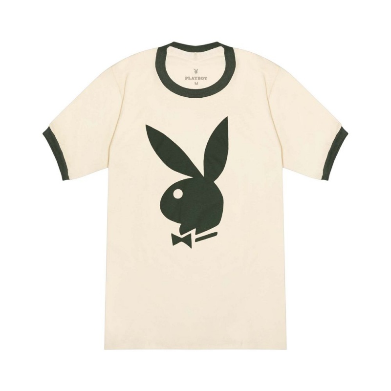 Black Men\'s Playboy Classic Ringer T-shirts | PLBY-593186