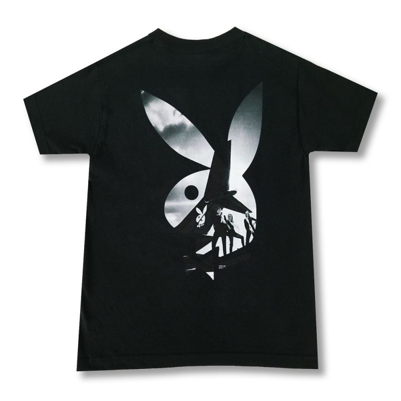 Black Men\'s Playboy DC9 T-shirts | PLBY-593128