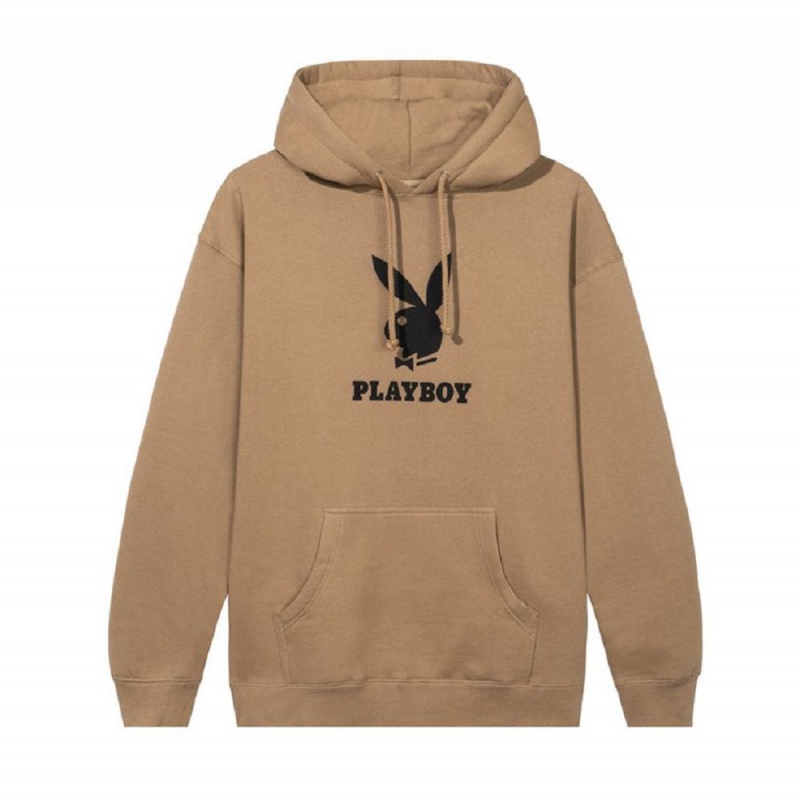 Black Men's Playboy Logo Hoodies | PLBY-593039