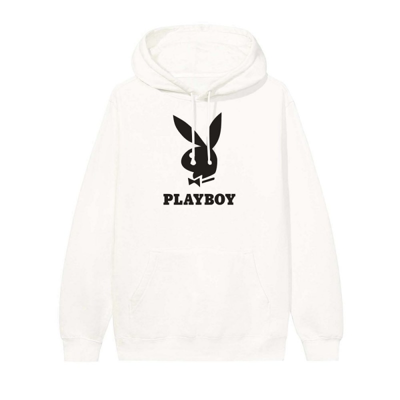 Black Men's Playboy Logo Hoodies | PLBY-593039