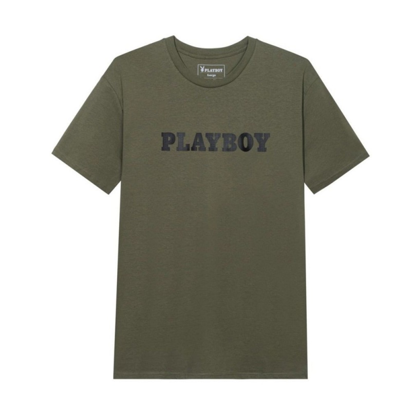 Black Men's Playboy Masthead T-shirts | PLBY-593158