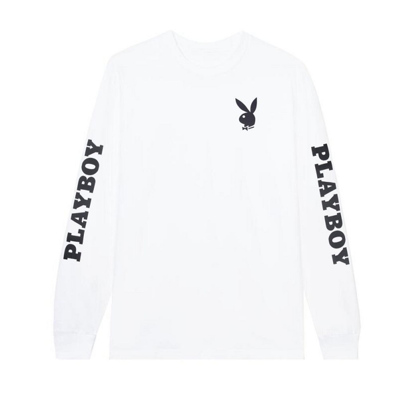 Black Men's Playboy Masthead & Rabbit Head Long Sleeve T-shirts | PLBY-593264