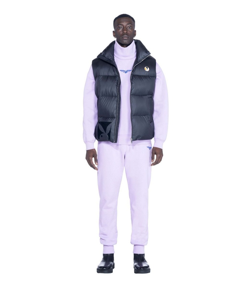 Black Men's Playboy N950PB Puffer Vest Jackets | PLBY-593069