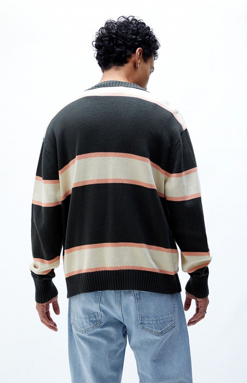 Black Men's Playboy Peek-A-Boo Cardigan Jackets | PLBY-593103