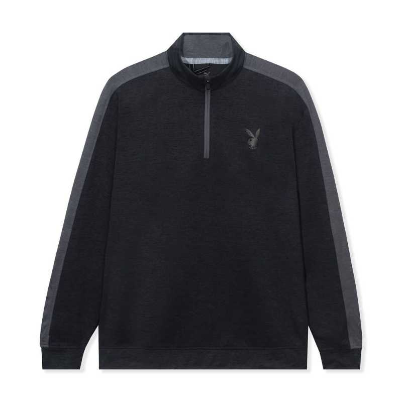 Black Men\'s Playboy Puma Golf Quarter Zip Jackets | PLBY-593075