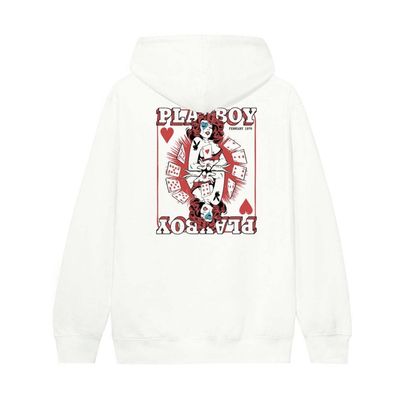 Black Men's Playboy Queen of Hearts Hoodies | PLBY-593049