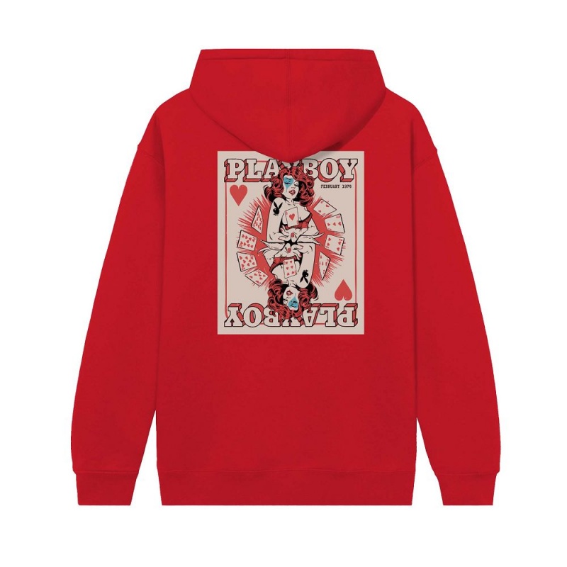 Black Men's Playboy Queen of Hearts Hoodies | PLBY-593049