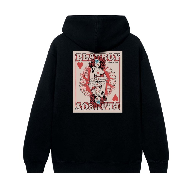 Black Men\'s Playboy Queen of Hearts Hoodies | PLBY-593049