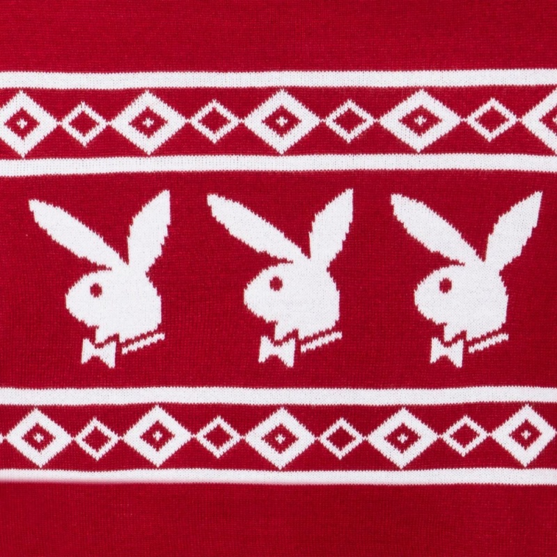 Black Men's Playboy Rabbit Head Knit Crewnecks | PLBY-593062