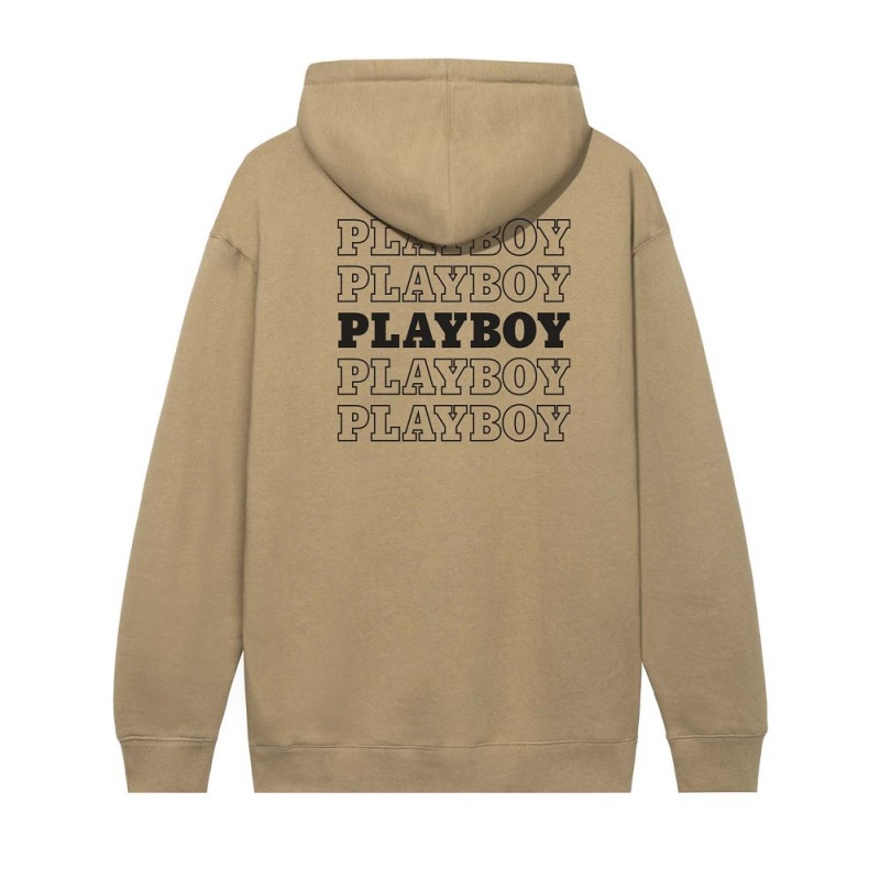 Black Men's Playboy Repeating Masthead Hoodies | PLBY-593050