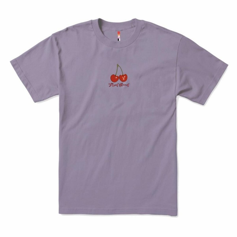 Black Men's Playboy Tokyo Club Cherry Martini T-shirts | PLBY-593202