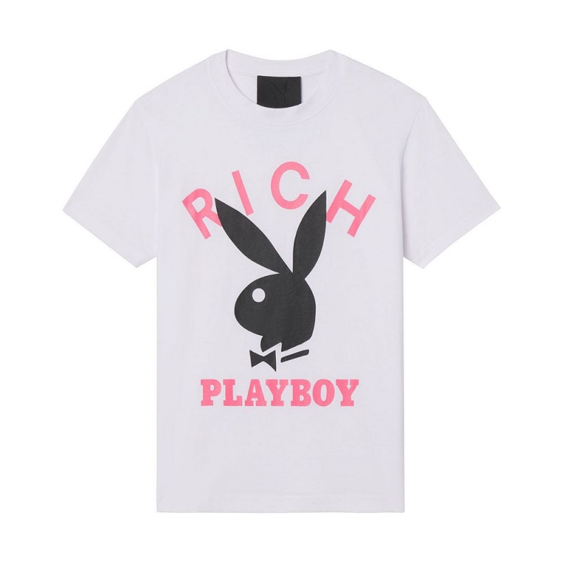 Black Men's Playboy x John Richmond Logo T-shirts | PLBY-593187