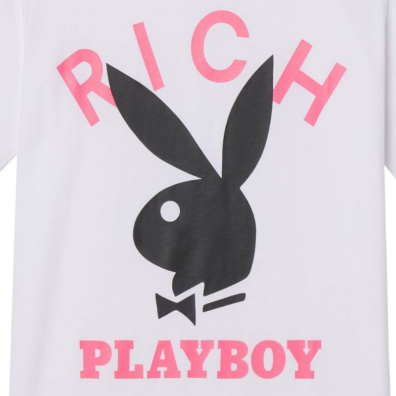 Black Men's Playboy x John Richmond Logo T-shirts | PLBY-593187