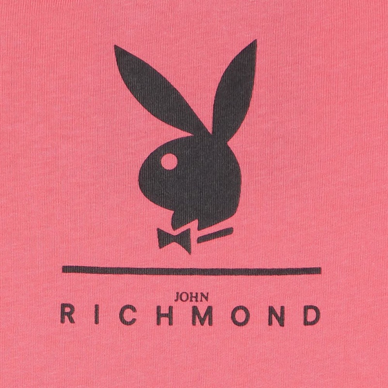 Black Men's Playboy x John Richmond Logo T-shirts | PLBY-593187