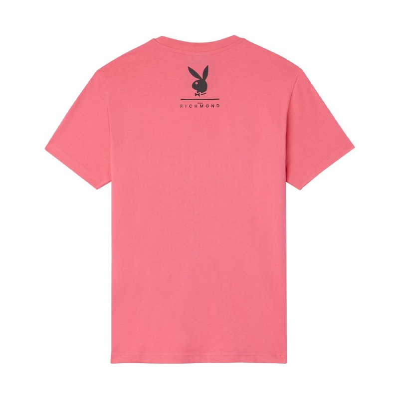 Black Men's Playboy x John Richmond Logo T-shirts | PLBY-593187