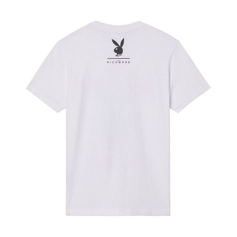Black Men's Playboy x John Richmond Logo T-shirts | PLBY-593187