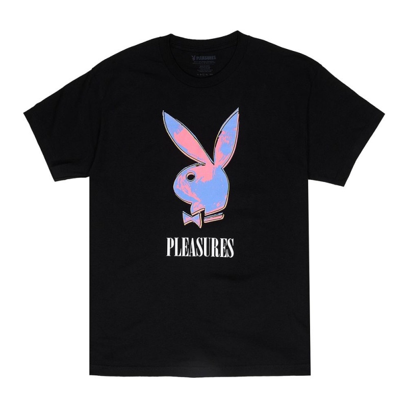 Black Men\'s Playboy x Pleasures Pop Art T-shirts | PLBY-593179