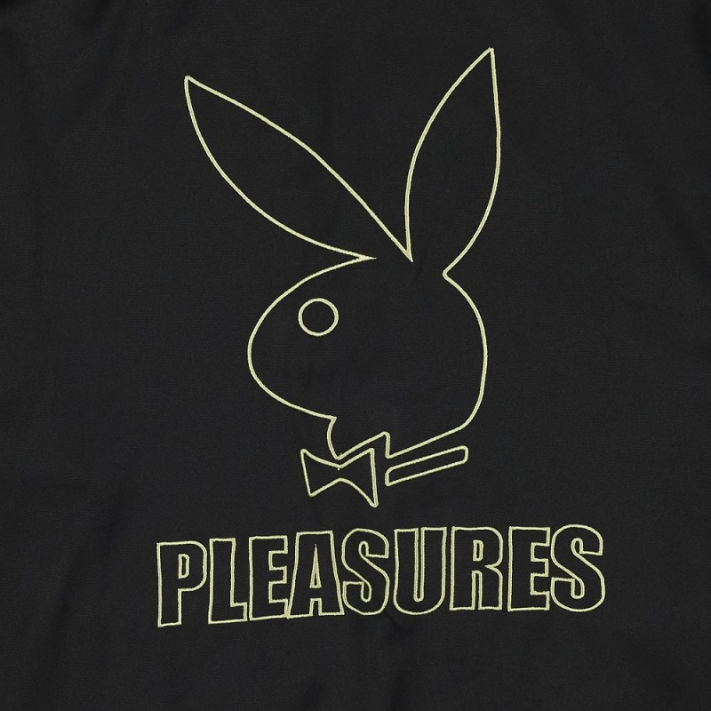 Black Men's Playboy x Pleasures Wicked Track Jackets | PLBY-593020