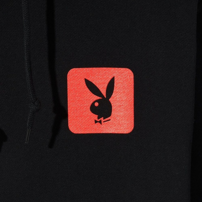 Black With Red Men's Playboy Anniversary Bunny Hoodies | PLBY-593088