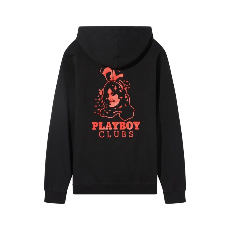 Black With Red Men\'s Playboy Anniversary Bunny Hoodies | PLBY-593088
