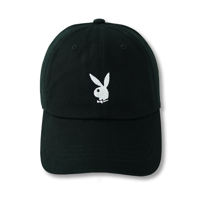 Black Women's Playboy Adjustable Rabbit Head Logo Hat Hats | PLBY-592627