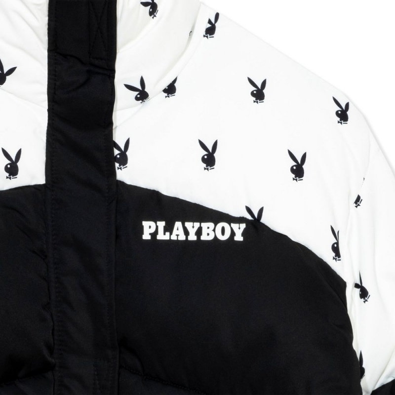 Black Women's Playboy All-Over-Print Oversized Jackets | PLBY-592845