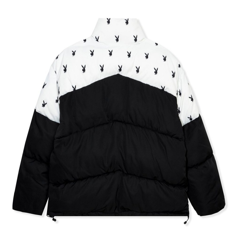 Black Women's Playboy All-Over-Print Oversized Jackets | PLBY-592845