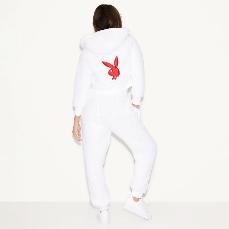 Black Women's Playboy Frostbite Hoodies | PLBY-592860