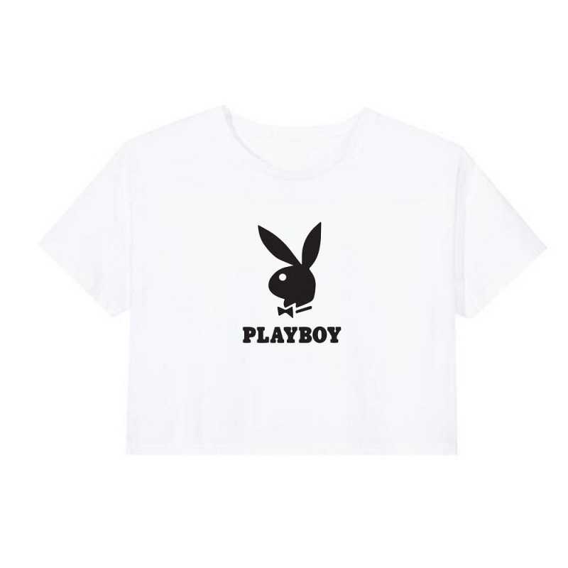 Black Women\'s Playboy Playmate of the Year Cropped Print T-shirts | PLBY-592880