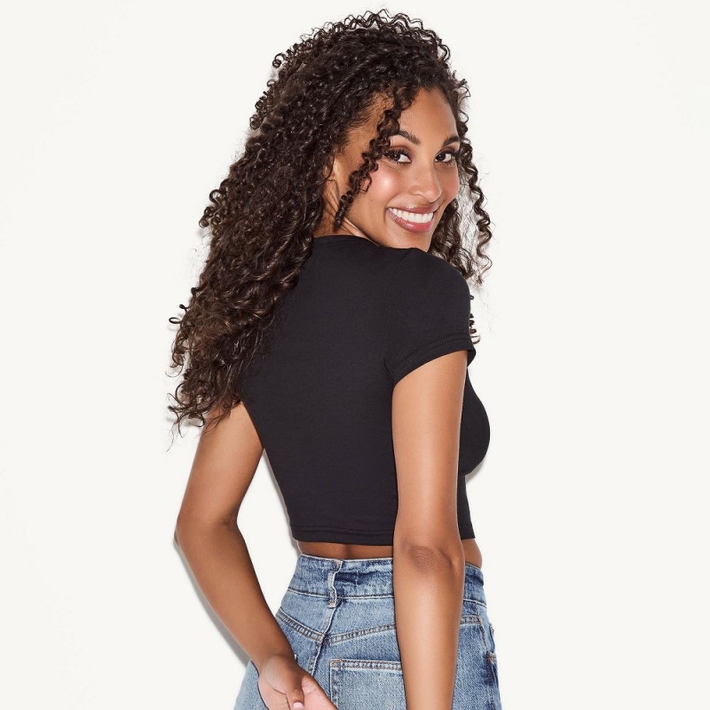 Black Women's Playboy Playmate of the Year Print T-shirts | PLBY-592879