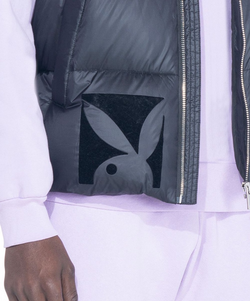 Black Women's Playboy Pointelle Logo Flare Jackets | PLBY-592872