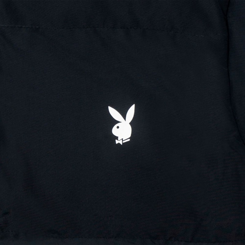 Black Women's Playboy Repeating Logo Jackets | PLBY-592863