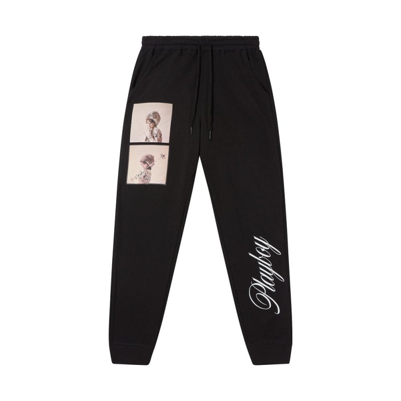 Black Women\'s Playboy The Everyday Logo Crop Joggers | PLBY-592736