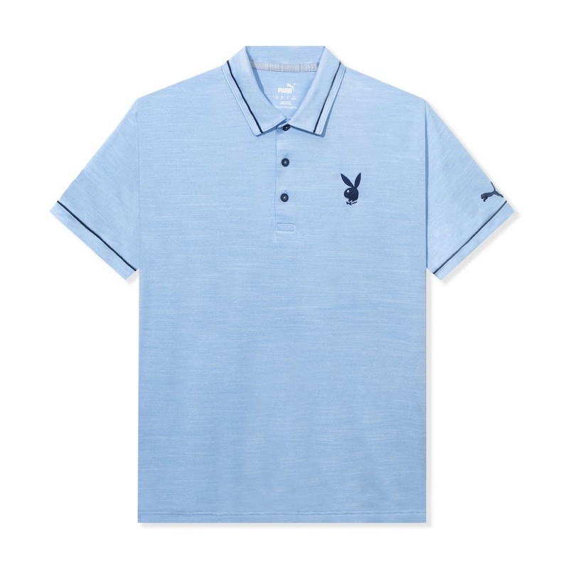 Blue Men\'s Playboy Puma Golf Monarch Performance Polo T-shirts | PLBY-593246