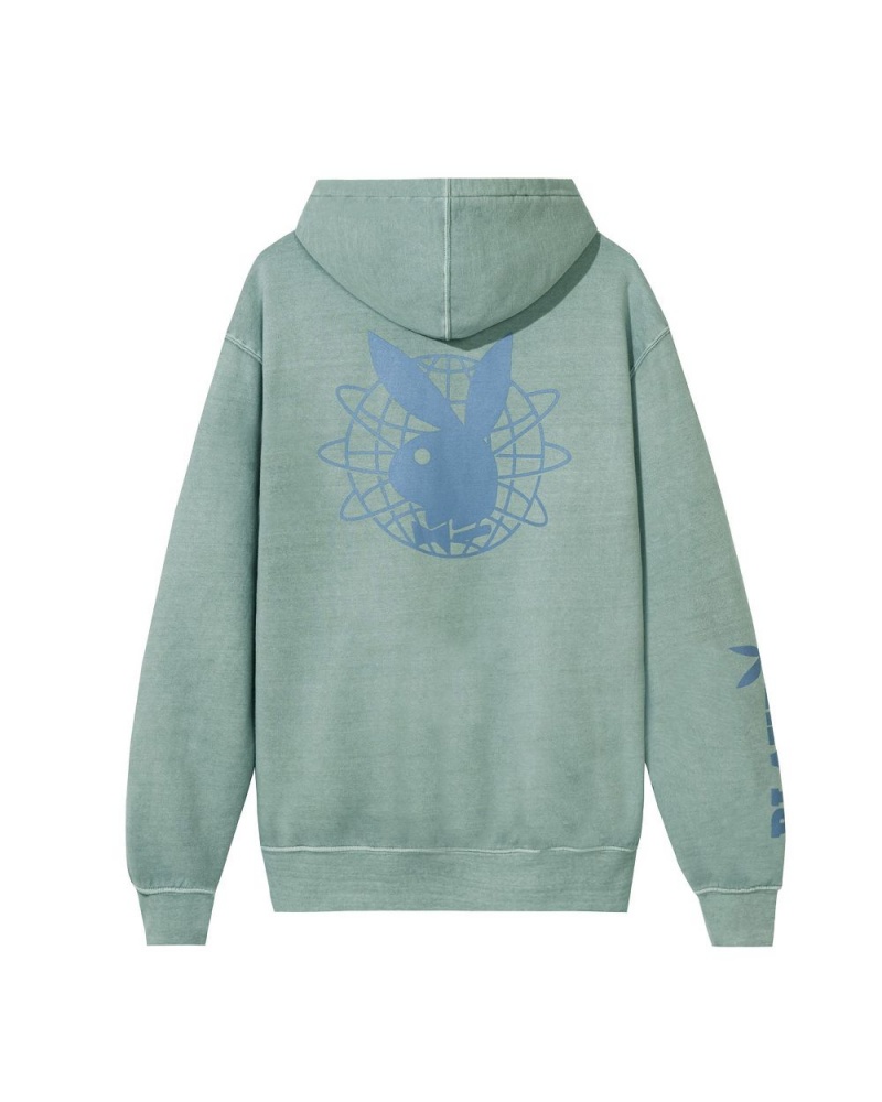 Blue Men's Playboy Sun Washed Hoodies | PLBY-593072