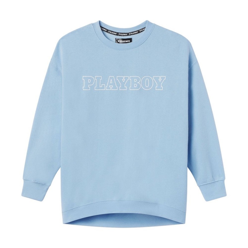 Blue Women\'s Playboy Rabbit Head Legging Crewnecks | PLBY-592875