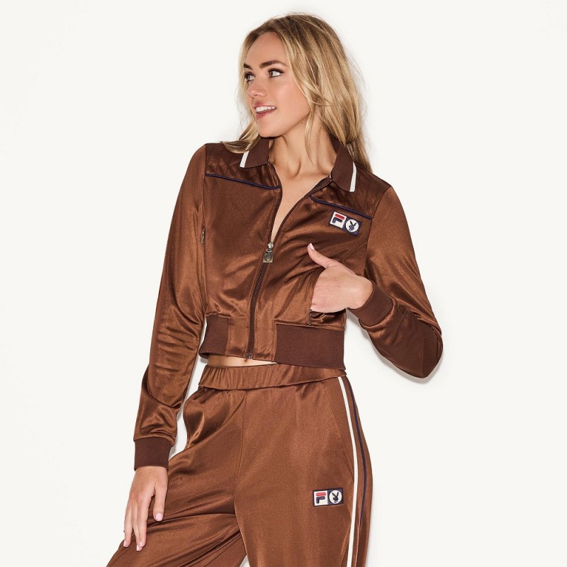 Brown Women's Playboy All Over Print Pants | PLBY-592817