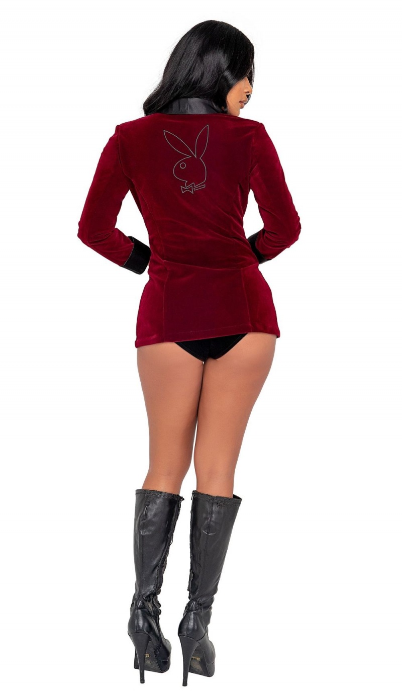 Burgundy Women's Playboy The Essentials Rib Thong Costumes | PLBY-592707