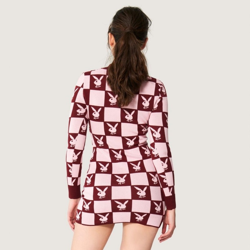 Burgundy Women's Playboy Tokyo Club Bucket Dresses | PLBY-592691